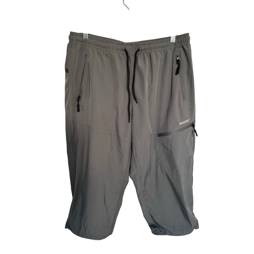 MOCOLY Womens Cargo Hiking Pants Capri Elastic  Quick Dry UPF Grey Size Large